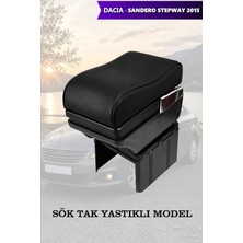 Automod Dacia Sandero Stepway 2015 Uyumlu Yastıklı Model Kol Dayama Lüks Tip Siyah Deri