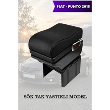 Automod Fiat Punto 2015 Uyumlu Lüks Tip Siyah Deri Kol Dayama Yastıklı Model