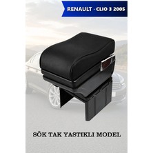 Automod Renault Clio 3 2005 Uyumlu Siyah Deri Kol Dayama Lüks Tip Yastıklı Model