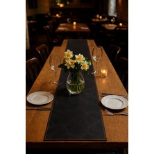 LWA Leather Hakiki Eskitme Deri Table Runner - El Yapımı Lüks Yemek Masası Örtüsü & Şölen Matı 30 × 150 cm