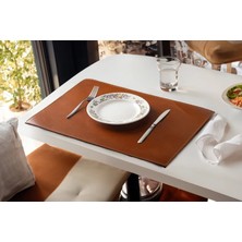 LWA Leather Eskitilmiş Deri Masa Örtüsü, El Yapımı Yemek Masası Örtüleri 6'lı Set Yuvarlak