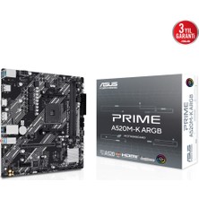 Kaia Life Asus Prıme A520M-K Argb, 2xddr4, 1x M.2, Dp, Hdmı, Am4 Soket Anakart