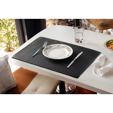 LWA Leather Eskitilmiş Deri Masa Örtüsü, El Yapımı Yemek Masası Örtüleri 6'lı Set Oval