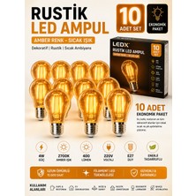 Ledx 10 Adet Kırılmaz Rustik LED Ampul 4W Amber Işık 400 Lümen E27 Dekoratif Filament Ampul Otantik Cafe Restoran Ev Aydınlatma,dekoratif Vintage Edison Glop Ampul 220V,