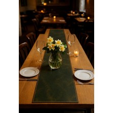 LWA Leather Hakiki Eskitme Deri Table Runner - El Yapımı Lüks Yemek Masası Örtüsü & Şölen Matı 51 × 181 cm