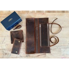 LWA Leather Deri Churchwarden Pipo Çantası, El Yapımı Tolkien Pipo Sarma Seti - Pipo Içenler Için Ekstra Büyük Boy Cw Boru Kılıfı Seti