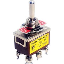 YLZ ÇIT-ÇIT ANAHTAR METAL (6 UÇLU) (ÇİFT TARAFA YAYLI ) (ON-OFF-ON) (15A 250V)