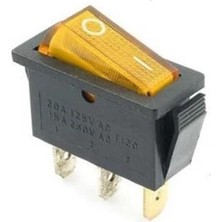 YLZ TUŞLU ANAHTAR IŞIKLI DAR TİP SARI (ON-OFF) (15A 250V / 20A 125V AC)