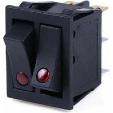 YLZ TUŞLU ANAHTAR İKİLİ KARE TİP NOKTA IŞIKLI (6 FİŞ) (ON-OFF) (16A 250V / 20A 125V AC)