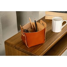 LWA Leather Birinci Sınıf Deri Saklama Sepeti, El Yapımı 2,4 mm Bitkisel Tabaklanmış Deri Düzenleyici Kutu.  4,72 x 4,72 x 4,72