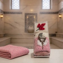 Mikasso El Yapımı Hamam Hediye Seti - Keçe Sabunlu , Havlu ve Magnet Ayna Pamuk Pembe