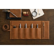LWA Leather Hakiki Eskitme Deri Rulo Kalem Çantası - El Yapımı Deri Kalemlik & Sanat Çantası