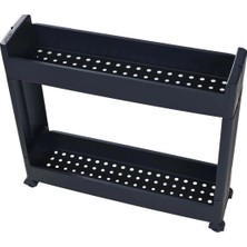 Mikasso Slim Organizer 2 Katlı Plastik Banyo / Mutfak Düzenleyici Raf – Antrasit (49,5 × 14 × 45 Cm) Plastik