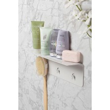 Mikasso Modern Paslanmaz Metal Duş Rafı, Duş Düzenleyici, Banyo Rafı, Bayno Şampuanlık Beyaz Metal Beyaz