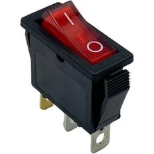 YLZ Tuşlu Anahtar Işıklı Dar Tip Kırmızı (3 Fiş) (On-Off) (15A 250V / 20A 125V Ac)