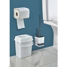 Mikasso 3'lü Banyo Seti Tuvalet Kağıtlığı/ Asmalı Pis Su Hazneli Tuvalet Fırçası/ Tuvalet Çöp Kovası 5 Litre