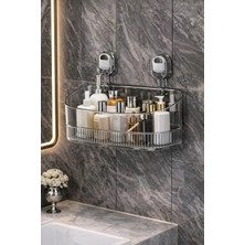 Mikasso Vantuzlu Düzenleyici Raf - Banyo Şampuanlık ve Mutfak Lavabo Yanı Organizer Plastik Siyah