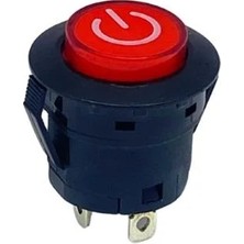 YLZ Rocker Buton Kalıcı (Power Işaretli-Kırmızı Işıklı) (26 Mm) (Pbs3 16A 250V Ac T85)