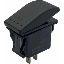 YLZ Tuşlu Anahtar Işıklı Yeşil (3 Fiş) (Tek Devre) (12V 20A DC/24V 10A Dc) Marin