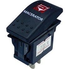 YLZ Tuşlu Anahtar Işıklı Kırmızı Maceratör (3 Fiş) (Tek Devre) (12V 20A DC/24V 10A Dc) Marin