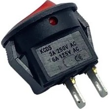YLZ Tuşlu Anahtar Mını Yuvarlak Kırmızı Işıksız (2 Fiş) (On-Off) (3A 250V / 6A 125V Ac) (16 Mm) Kcd5