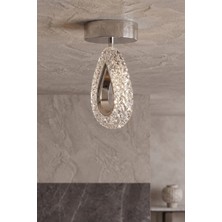 Akgül Sirius Tekli Lüks Kristal Plafonyer Koridor Tavan LED Avize Krom 3 Renk