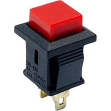 YLZ Mini Buton Pls Yaylı Kare Kırmızı (2 Fişli) (3A 125V / 1.5A 250V Ac) Pbs1-13 ; DS-430