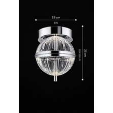 Akgül Orbital Lüks Kristal Küre Krom Plafonyer Koridor Antre Tavan Avizesi 3 Renk Ledli