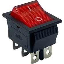 YLZ Tuşlu Anahtar Işıklı Kare (Büyük Boy) (6 Fiş) (On/off) (16A 250V / 20A 125V Ac)