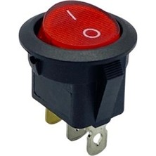 YLZ Tuşlu Anahtar Yuvarlak Işıklı (3 Fiş) (On-Off) (20A 12V Dc) (20 Mm)