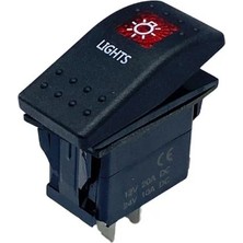 YLZ Tuşlu Anahtar Işıklı Kırmızı Lamba Göstergesi (3 Fiş) (Tek Devre) (12V 20A DC/24V 10A Dc) Marin
