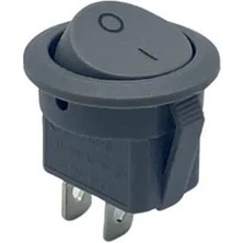 YLZ Tuşlu Anahtar Yuvarlak Gri (2 Fiş) (On-Off) (6A 250V / 10A 125V Ac) (20 Mm)