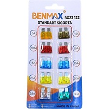 BenmaX Bıçak Sigorta Karışık (5 A*7.5 A*10 A*15 A*20 A*25 A*30 A) (19*19 Mm) (10 Ad)