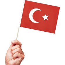 Muka Türk Bayrağı 40 Adet Sopalı Kağıt Büyük Boy