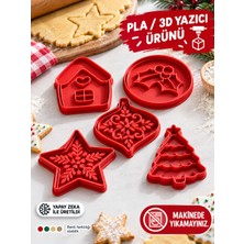 Filkorium3D Yılbaşı Temalı Kurabiye Kalıbı Seti | 3D Yazıcı Pla Dekoratif Kurabiye Kesici Kalıplar | 6-8 cm