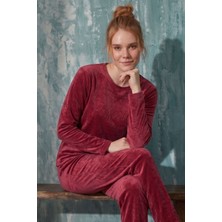 Farya Home Luxury Velvet Fransız Kadife Ekstra Yumuşak Kışlık Pijama Takımı