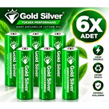 farissu Gold Silver 18650 El Feneri ve Kafa Lambası Için Şarj Edilebilir Li-Ion Pil - 3200 Mah 4.2V (6 Adet)