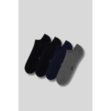 Erkek 4'lü Paket Bambu Sneaker Görünmez Çorap Çok Renkli