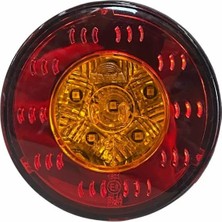 FARBA 12V SİNYAL LAMBASI+DÜZ REFLEKTÖR YUVARLAK SARI (6 LEDLİ) (98 MM)