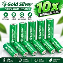 farissu Gold Silver 18650 El Feneri ve Kafa Lambası Için Şarj Edilebilir Li-Ion Pil - 3200 Mah 4.2V (10 Adet)