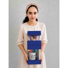 Rass Asetat Hediye Kutusu (Katlanabilir-Pratik Kurulum) 2'li Set 1takım Parlament Mavisi Büyük BOY;12*12*20CM Küçük Boy;12*12*13,5cm
