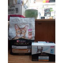 Purina Pro Plan Derma Care Somonlu Tüy Yumağı Önleyici Yetişkin Kedi Maması 3kg+10 Adet Hydra Care Sıvı