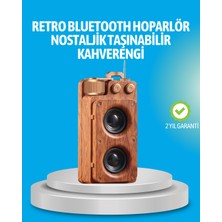 Karahanbey Retro Bluetooth Hoparlör Ahşap Görünümlü 5W Çift Stereo Ses -