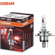 OSRAM 12V H4 AMPUL 60/55W +%100 PARLAK IŞIK +130 METRE FAZLA GÖRÜŞ NIGHT BREAKER SILVER (1 AD)