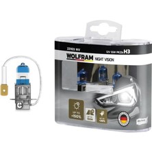 WOLFRAM 12V H3 AMPUL 55W +%150 FAZLA IŞIK NIGHT VISION GERMANY (2 AD)