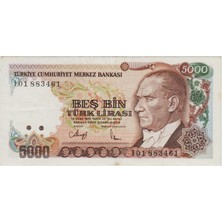 Banknoting 7. Emisyon 5000 Lira I01 Seri Başı Çok Çok Temiz.