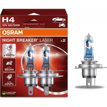 Osram 12V H4 Ampul 60/55W +%150 Parlak Işık +150 Metre Fazla Görüş +%20 Beyaz Işık (2 Ad)