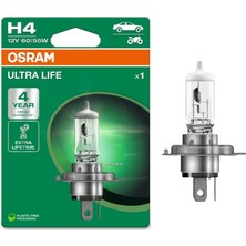 Osram 12V H4 Ampul 60/55W P43T Ultra Lıfe (4 Kat Uzun Ömürlü)