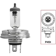 Osram 24V H4 Ampul 75/70W P45T