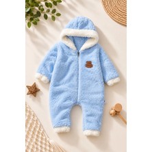 Dinamik çocuk Welsoft Bebek Tulum Kapüşonlu Fermuarlı Peluş Kışlık Kalın Sıcak Unisex Bebek Tulum 6-18AYLIK